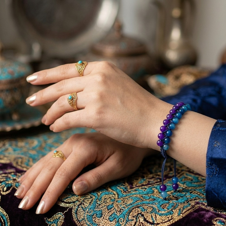 دستبند زنانه آبی/بنفش