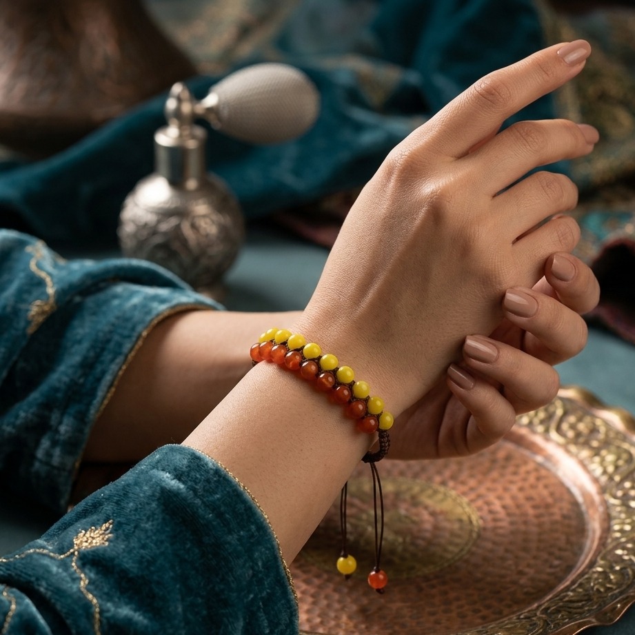 دستبند زنانه زرد /نارنجی